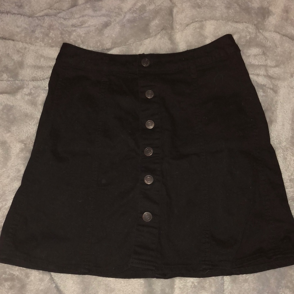 Cute Black Button Skirt